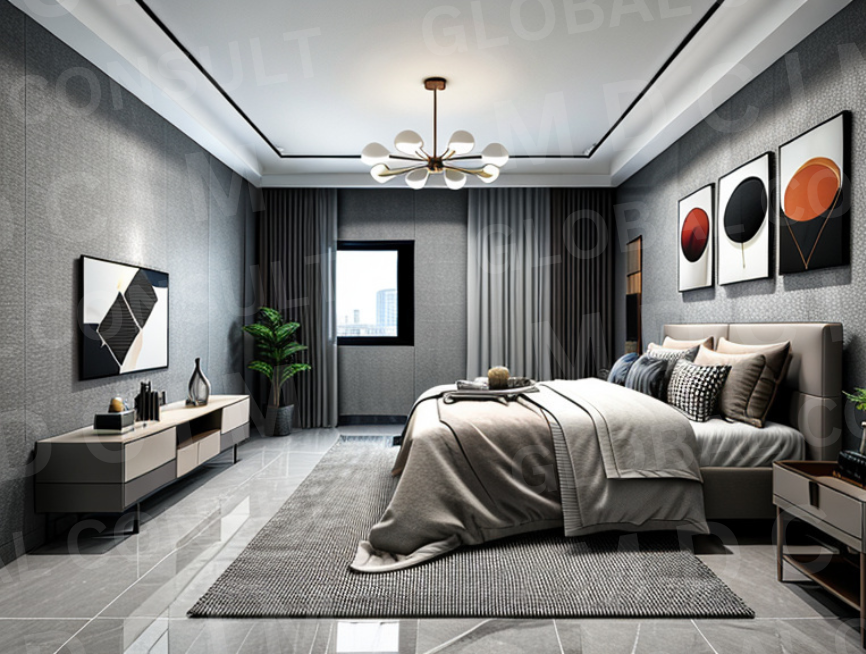 Randare dormitor cu design contemporan – casa cu mansarda