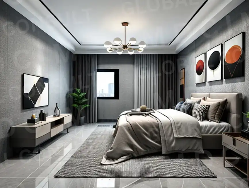 Randare dormitor cu design contemporan – casa cu mansarda