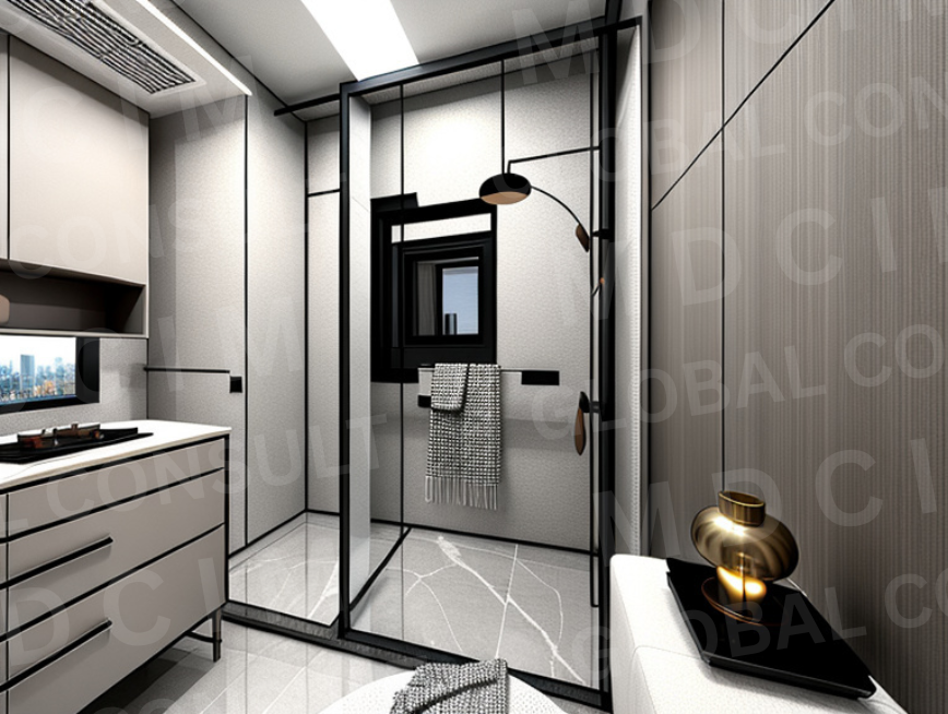 Randare baie cu cabina de dus – casa P+M 135 mp