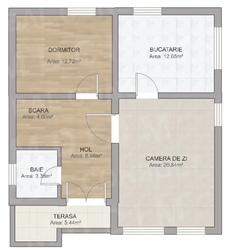 Plan parter structura – casa cu mansarda 135 mp, zidarie confinata