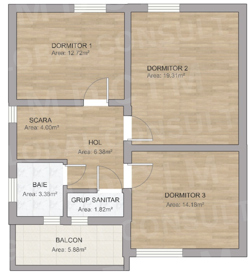 Randare dormitor modern cu dressing – proiect casa cu mansarda