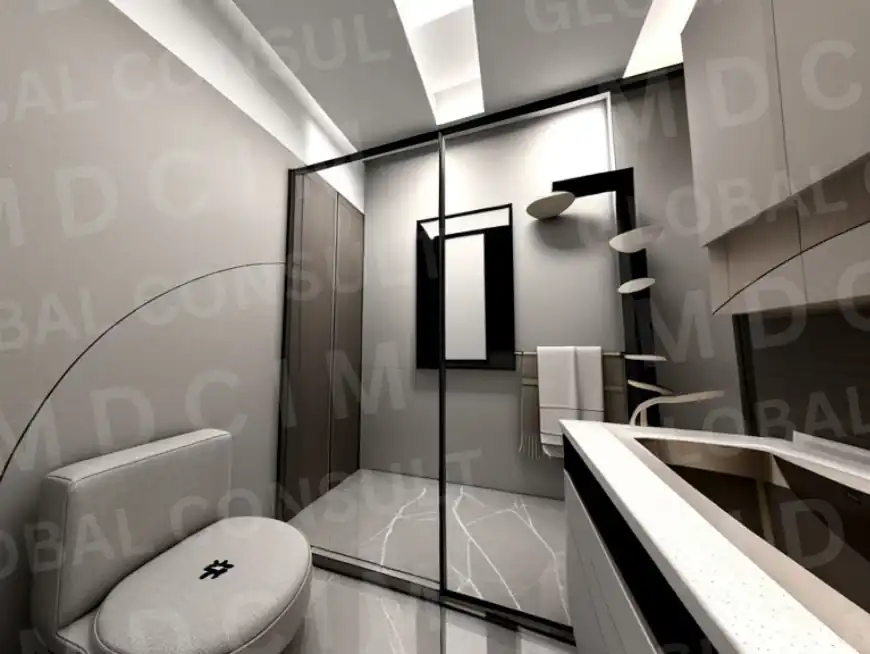 Randare interior living cu dining – casa cu mansarda 135 mp