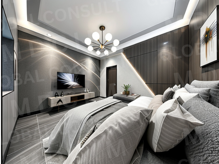 Randare dormitor cu dulap cu usi de sticla – casa mansarda