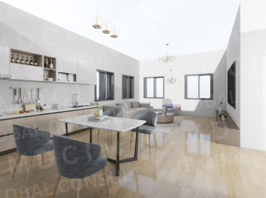 Randare dormitor – casa fara etaj cu 2 dormitoare