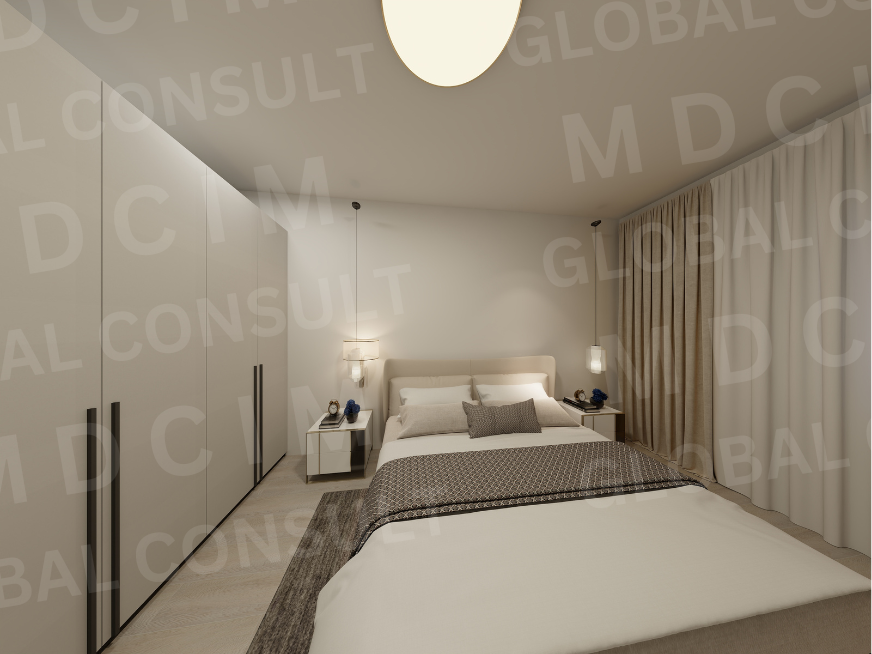 Randare dormitor principal – casa mare cu 2 dormitoare