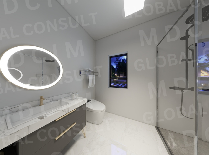 Randare interior living cu bucatarie open-space – casa mica ieftina 61 mp