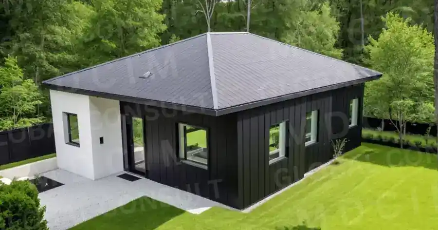 Casa mica ieftina – proiect casa parter compacta 61 mp