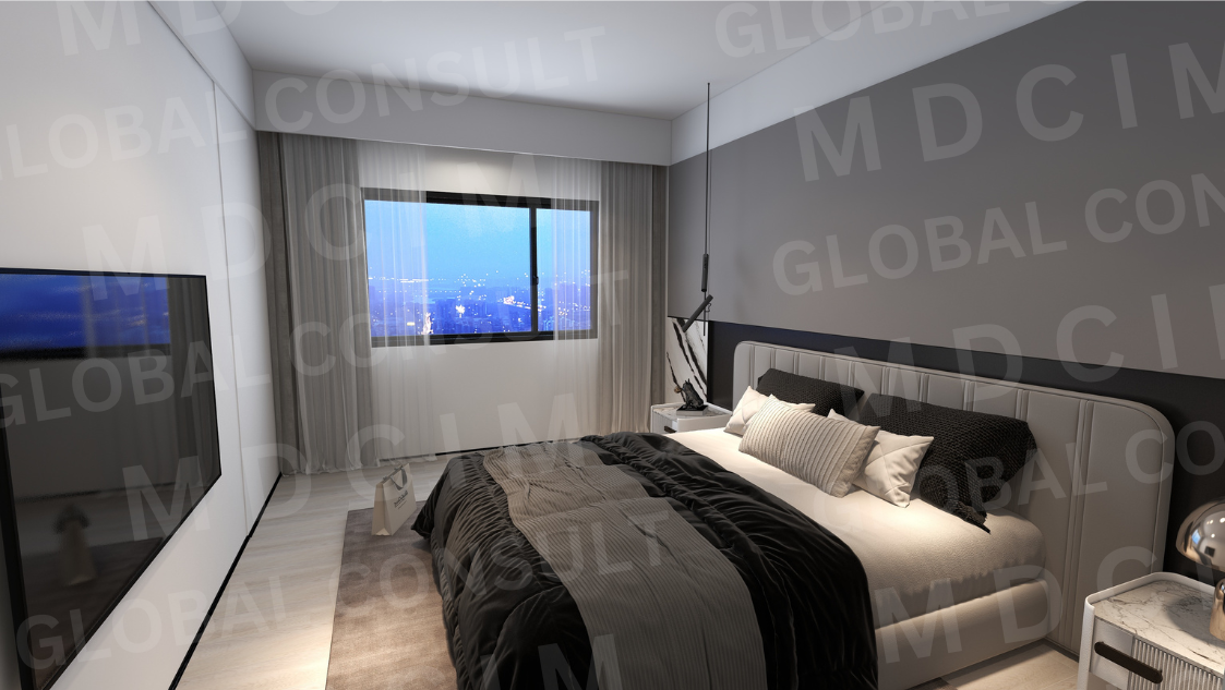 Randare dormitor principal cu TV – casa duplex P+1