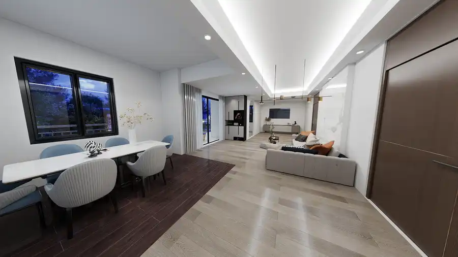 Dormitor 1 cu pat matrimonial, sifonier si dressing – casa de vacanta