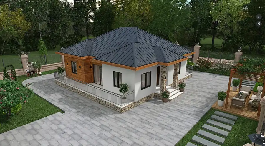 Casa de vacanta – proiect casa moderna 96 mp cu 2 terase panoramice